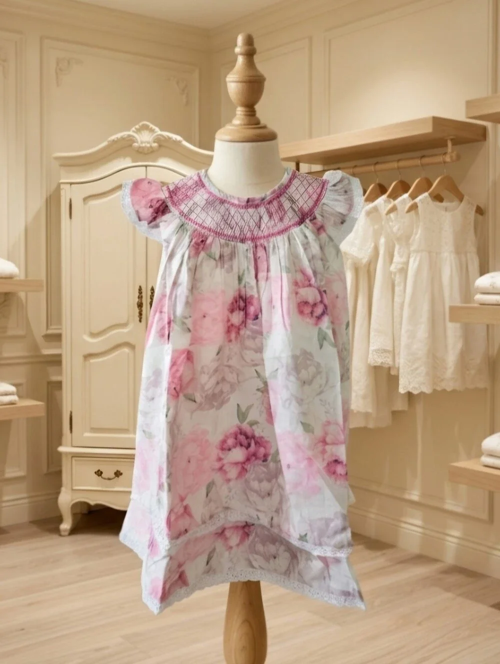 Lil Cactus Blush Pink Rose Smocked Dress | Size 3T